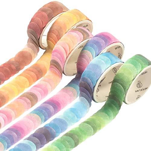 RITTRO 6 Roll Morandi Washi Tape Dot Stickers Circle Dot Etiketter för DIY Dekorativ Dagbok Planner Scrapbooking Foto Ablums