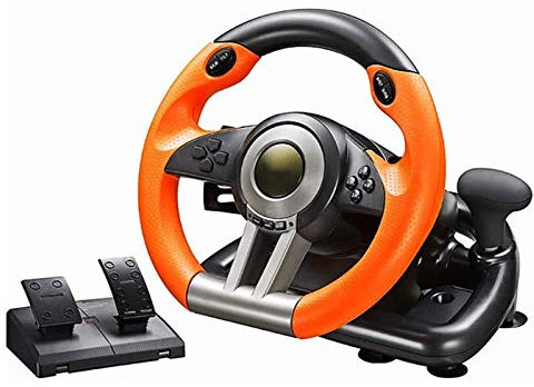 Jeu de Volant pour PC Volant de Course pour PC, Volant de Course de Voiture USB Universel à 180 degrés avec pédales pour PS3, PS4, Xbox One, Nintendo Switch (Couleur : Orange) Double the comfort