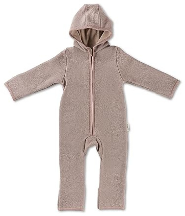 Hofbrucker Baby Walkoverall aus 100% Merino Wolle, kuschelig warmer Wollwalkanzug von Herbst bis Frühling (86-92, Walnuss)