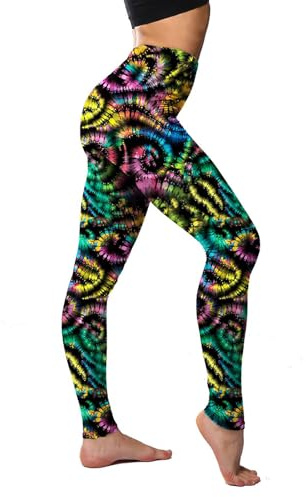 80er Kunstvolle Leggings für Party, Karneval & Yoga - Damen mit Hoher Taille, Alphanumerisch, S, M, Regular, DE/NL/SE/PL