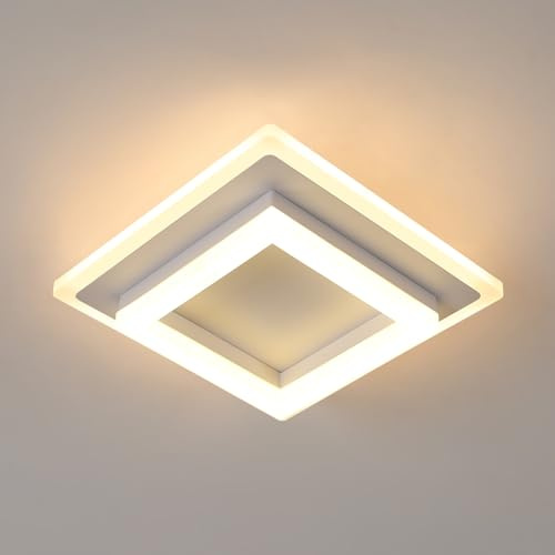 SENQIU LED Ceiling Light, 24W 2700LM Modern LED Ceiling Lights | Acrylic Square Led Ceiling Lamp for Bedroom, Living Room, Kitchen, Hallway, Warm White 3000K, 20CM