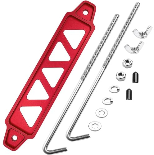 Greluma Batterihållare, med röda aluminiumbatterifäste och 23 cm (9) J-bultar