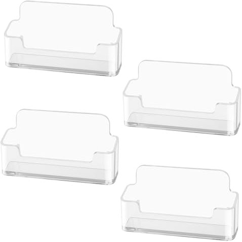 flintronic Visitenkartenhalter, 4 Stück Visitenkartenständer, Transparente Visitenkartenhalter Display Kunststoff, Visitenkarten Aufsteller, Visitenkarte Tischständer für Zuhause, Büro