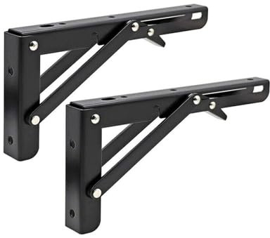 YMYGCC 2PCS Dreieck Klapp Winkel Halterung Schwere Unterstützung Einstellbare Wand Bank Tisch Regal Campervan Klapp Halterung(340x130mm Black)