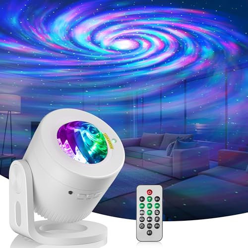 LED Sternenhimmel Projektor, Fernbedienung Timer Polarlicht Lampe Bluetooth Nordlicht Projektor Erwachsense Kinder Star Projector Einstellbare für Party Schlafzimmer, Heimkino, Raumdekoration (Weiß)