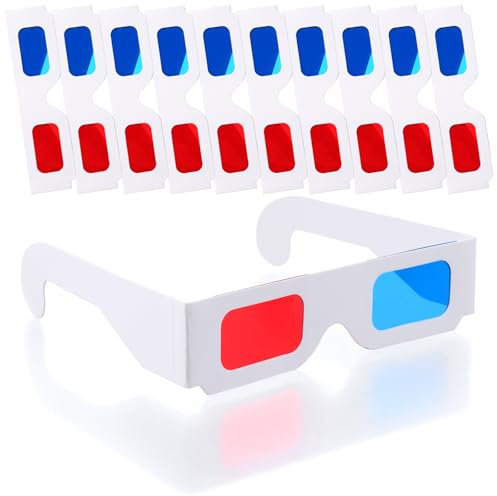 3D-Brille, 10 Paar Papier-Stereo Brillen, rote und Blaue Linsen Stereobrille für 3D-Filme und Reise Dekoration