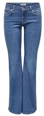 ONLY Onltiger LW Wide MB Flared DNM Pim, Media Blu Denim, 30W x 32L Donna