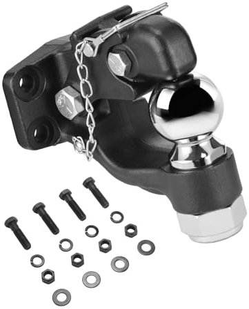 VEVOR Gancio a Perno 13605 kg Gancio di Traino, Combinazione, Sfera di Traino, per Anello a Lunetta 63,5 a 76,2 mm Kit di Montaggio, Adesivi di Avvertenza Fosforescenti, Verniciatura a Polvere Nera