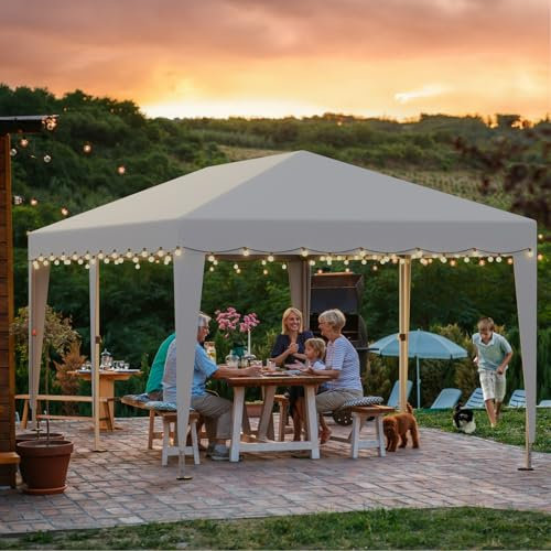 arvioo Gazebo, feste senza limiti, gazebo 3 x 6 18 ㎡, impermeabile, stabile, 3 livelli di altezza, pop-up, tenda pieghevole per feste in φ 30 mm, struttura in metallo e tessuto Oxford 210D (bianco)