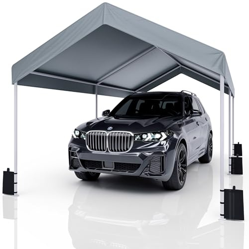 Carport 3x6 m Zeltgarage Carport mit Dach, UV-beständig wasserdicht Garagenzelt Unterstand Lagerzelt Weidezelt Garagenüberdachung für Auto, SUV, LKW, Boot, Auto Garage Zelt für Garten Party