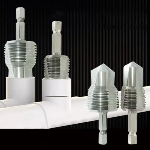 Zilimontt Punta per trapano filettata a tre lame 3 in 1 per tubi PPR, 20 mm e 25 mm, strumento per maschiatura, foratura ed espansione, compatibile con tubi dell'acqua esagonali a 4 e 6 punti (20 mm +