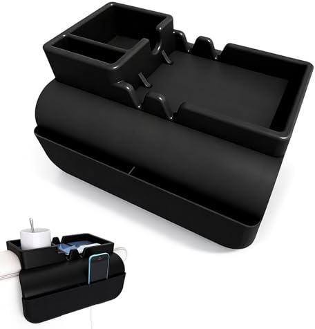 KYSUN Organizador de Reposabrazos para Sofá, Bandeja Antideslizante para Sofá con Portavasos, Soporte de Bolsa de Almacenamiento de Silicona para Sofá, para Mando a Distancia, Teléfono Móvil (Negro)
