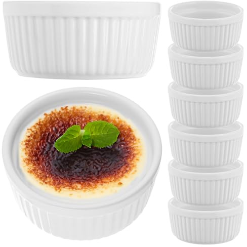 KADAX Pirottini per souffle, diametro 11 cm, set da 6 pezzi, ciotole per souffle in porcellana, pirottini da forno resistenti al forno, mini ciotole da dessert (bianco)