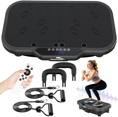Vibration Plate Exercise Machine with Handles, 2026 Upgrade Motor 8000 Vibrations/min & Extra Larger Vibrating Plate, 400lbs Power Plate, 200 Speed Levels, 5Modes, Bluetooth, Quiet, for Weight Loss
