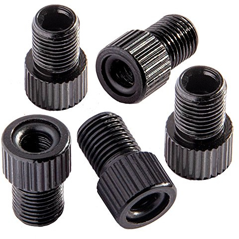 Bike Bits Presta Valve Adapter - Convert Presta to Schrader - French/UK to US - Inflate Tire Using Standard Pump or Air Compressor (5 Pack) (Black)