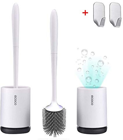 Meiyijia Escobilla de Inodoro y Soporte,escobillas de Inodoro de Silicona con Juego de Soportes de Secado rápido(Montaje en Pared -1 Pack)