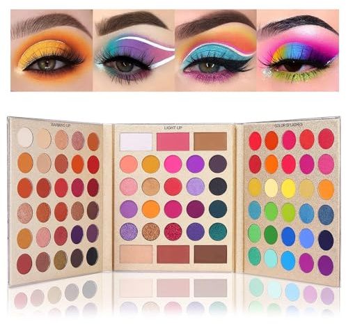 UCANBE Paletas de Maquillaje Multiusos 86 Coloridas, Paletas de Sombra de Ojos Brillantes Mate, Bronceadores, Coloretes, Iluminadores, Larga Duración(01)