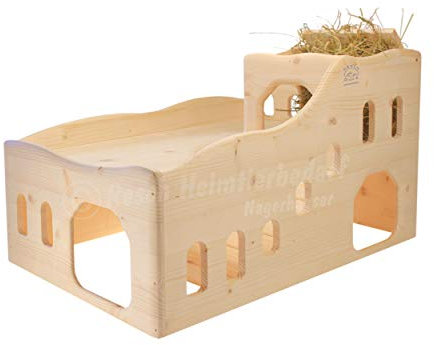 Resch Nr38 Nagerburg XL naturbelassenes Massivholz aus Fichte/Mit Zwei großen EIN-/Ausgängen im Erdgeschoss, die im inneren der Burg durch einen „Tunnel“ verbunden sind / 58 x 39 x 34 cm (LxBxH)