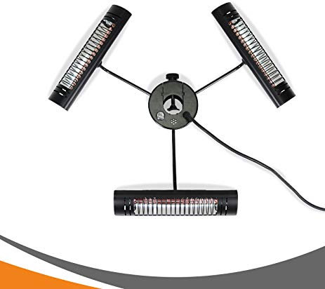 MyMaxxi | Schirmheizstrahler Sonnenschirm Infrarot Heizstrahler 3000W für Terrasse | Terrassenstrahler elektrisch mit Fernbedienung für draußen | höhenverstellbar und drei Heizstufen