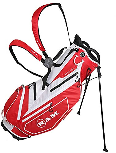 Ram Golf FX Lightweight Golf Stand Carry Bag, Red/White