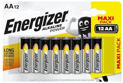 Energizer Alkaline Power Lot de 12 Piles AA 1,5 V, Longue durée pour Un Usage Quotidien, sans sulfatation et jusqu'à 10 Ans de durée de Vie