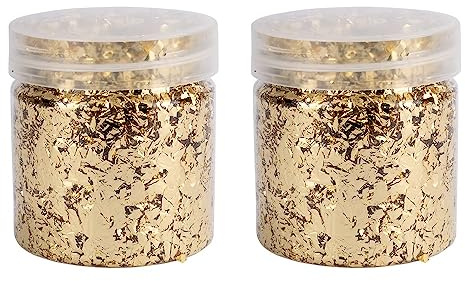 Ideen mit Herz bladmetall-flingor | bladguld-flingor för pyssel | 2 burkar med 3 g vardera (guld)