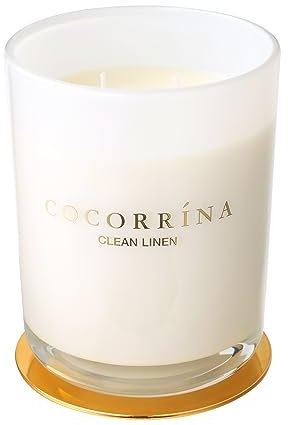 Cocorrína Candle Duftkerze im Glas - Saubere Leinen, Brenndauer bis zu 46 Stunden mit 2 Dochten, Natürliche Soja-Kerze, Weihnachten Geschenk Kerze, 420g