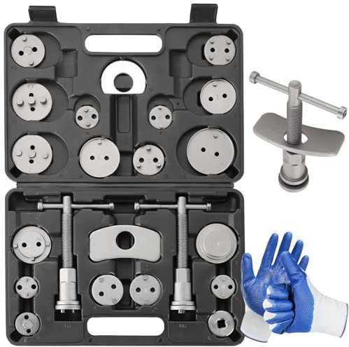 NYXOVA 24pcs Brake Caliper Tool, Heavy Duty Disc Brake Caliper Tool Set, Wind Back Kit for Brake Pad Replacement, Master Disc Brake Caliper Tool Kit Fits Most American, European Makes/Models (Black)