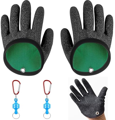 AONAYO Angelzubehör,Angelhandschuhe,Fishing Accessories,Angel Handschuhe,wasserdichte Angelhandschuhe,Mit 2 Magnetic Buckle Angelzubehör Für Den Sicheren Umgang Mit Hecht Zander Wels