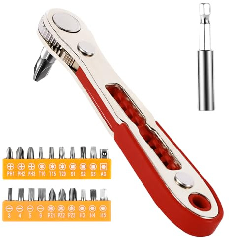 Aeiyiqco 22-in-1 Magnetic Ratchet Screwdriver Set w/Reversible Wrench & Bits | Compact for Tight Spaces, DIY/Home/Car Repairs | Best Gift for DIYers, Handymen & Men