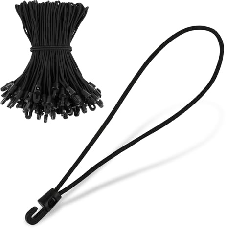 100 Stück Spanngummi mit Haken, Expander mit Haken 26 cm, Multifunktional Planenspanner Gummispanner für Camping Planen, Zelt, Anhängerplane, Poolabdeckung, Banner (Schwarz)