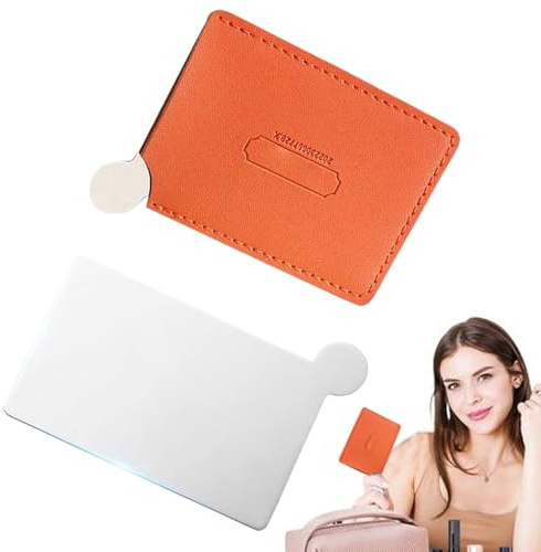 Gazocua Espejo de viaje para mujer, espejo de bolsillo para mujer, mini espejo cosmético de acero inoxidable, tipo de tarjeta, portátil, para viajes, pícnic, hogar, maquillaje