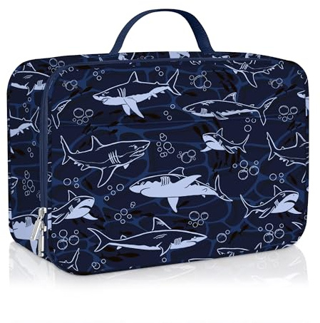 Clastyle Sea Animals Insulated Kids Lunch Bag Large Thermal Cooler Bag for Baby Picnic School Toddler Lunch Box Tote,Blue Shark