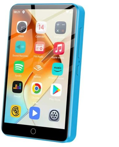 Lettore MP3 ZAQE da 80 GB con Bluetooth e WiFi, lettore MP3 MP4 con touchscreen da 4,0 pollici, lettore MP3 Android con Spotify, Audible, Deezer, lettore musicale HiFi con kinder (Blu)