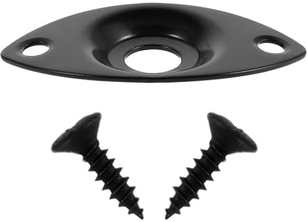 Cabilock Electric Guitar Jack Plate Metal Socket Plate for Bass and Electric Guitars Black Protective Replacement Input Output Jack Cover with Unique Cat Eye Design