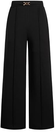 EVAELSS Wide Leg Pants Women Straight Elastic High Waisted Work Slacks Business Casual Pleated Dress Pants Trousers Black XX-Large