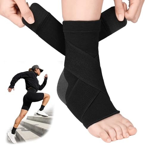 Fefod Tobillera para Estabilizar y Prevenir Torceduras, Tobillera para Esguince con Ajustable Correas Elásticas,Tobillera Estabilizadora de Tobillo para Hombre y Mujer, para Ambos Pies (Negro)