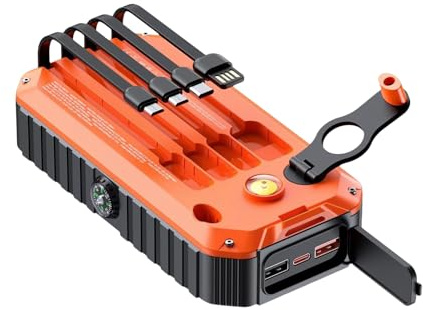 Xasbseulk Panel Solar con batería portátil,20000mAh Cuatro Modos con Linterna - Cargador Solar con Dinamo Manual | para Senderismo Viajes Excursionismo Festivales Smartphone Cámara Tablet