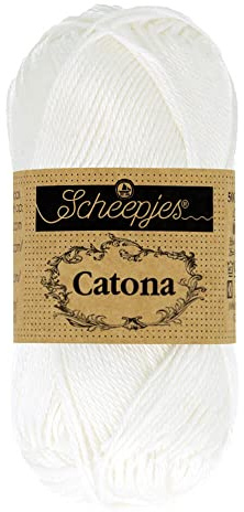 Scheepjes Catona 50g - 106 Snow White, Cotton Yarn for Knitting and Crochet