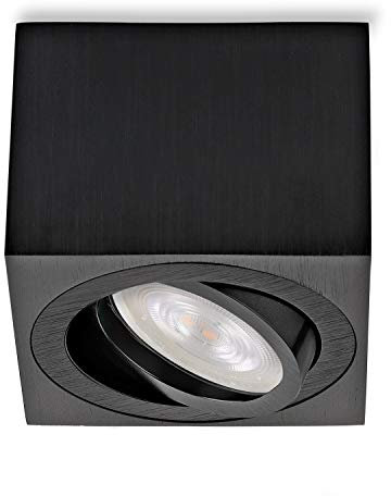 Sweet Led Aufbaustrahler eckig schwarz flach Aufbauspots Aluminium Deckenspots wechselbarem 5W Modul warmweiß Aufbauleuchte schwenkbar Deckenleuchte Aufputz Strahler 230V