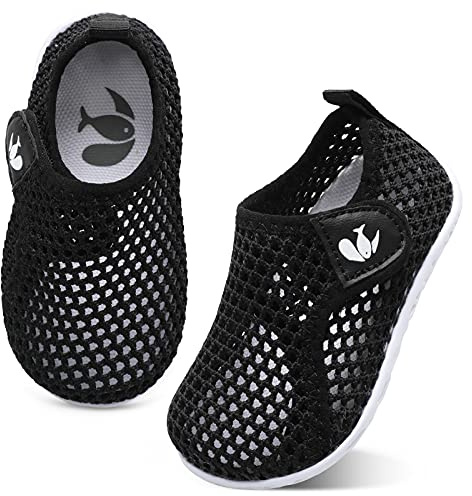 FEETCITY Zapatos de deporte acuático para niños y niñas descalzos para niños, calcetines acuáticos de secado rápido para la playa, Sra. Black, 18-24 Meses