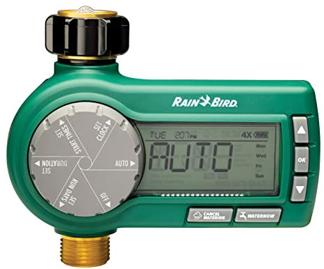 Rain Bird 1ZEHTMRP Premium Pro-Grade Elektronischer Digitaler Schlauch-End-Timer/Controller, eine Zone/Station, batteriebetrieben, Messing-Einlass/Auslass