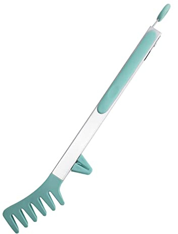 Spaghetti and Pasta Tong, Food Clip, Stainless Steel Handle Spaghetti Tong for Noodle, Salad, Silicone Spaghetti Fork, Non-Stick Pasta Forks, Slotted Tongs for Serving Food, Green