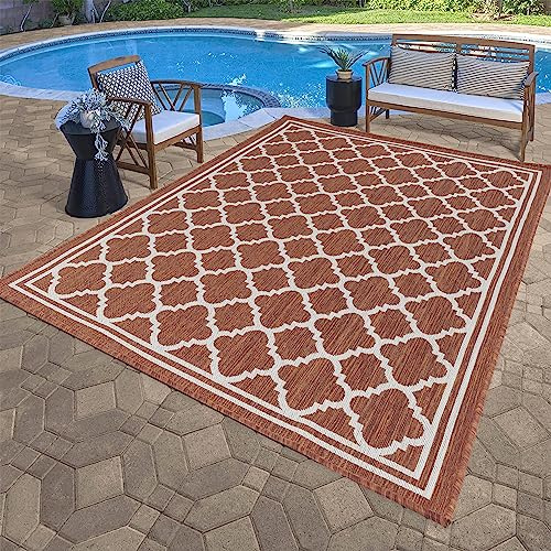 Rugs4Sale Flatweave Indoor/Outdoor Area Rugs modern design for space,garden,living room, bedroom, or conservatory. This versatile and great addition to your home décor.(120x170cm Trellis Design)
