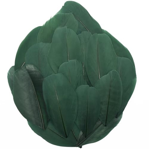 50 Pcs Dark Green Craft Feathers, Natural Assorted Colors Goose Feathers for Hats, 2-3 Inch Small Feathers for Crafts, DIY Christmas Hallowmas Thanksgiving Mask Centerpiece Feather