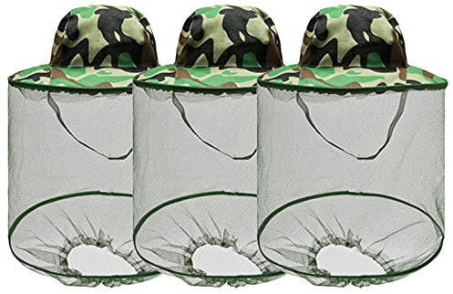 3PCS Imkerhut Mit Schleier, Moskito Kappe Moskito Maske Moskito Kopfnetz Hut Imkerei Schleier Moskito Schnelltrocknender Moskito kopfnetz Für Männer und Frauen für Imker, Anti-Mücken, Biene