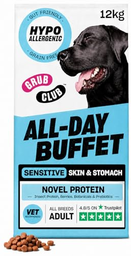Grub Club Dry Dog Food (12kg - All Day Buffet) - Hypoallergenic, Grain Free, Nutritionally Complete Food - High Protein & Packed With Vitamins, Minerals & Glucosamine For Joint Health - Made In The UK