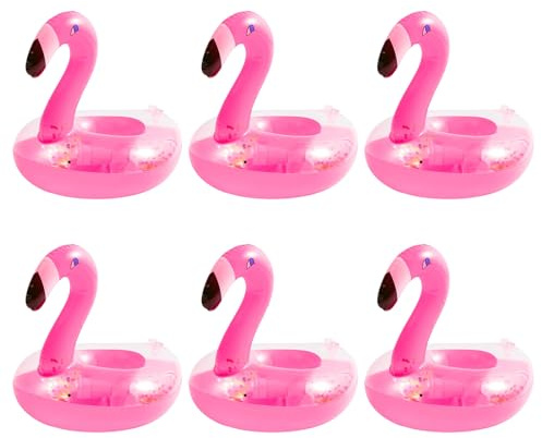 6 Pcs Porte-Boissons Gonflables Flamingo,Ensemble de Porte-Gobelet Gonflable Flamingo Floating Beverage Rack,Porte-Boissons Flottant Jouets d'eau pour Adultes Enfants Piscine Plage Bain (6)