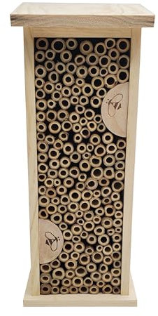 Dehner Natura Premium Insektenhotel Felica, Bienenhotel nachhaltig, Insektenhaus/Nistkasten für Bienen/Schmetterlinge/Käfer, ca. 14 x 35.5 11.5 cm, aus FSC-zertifizierten Kiefernholz, Natur