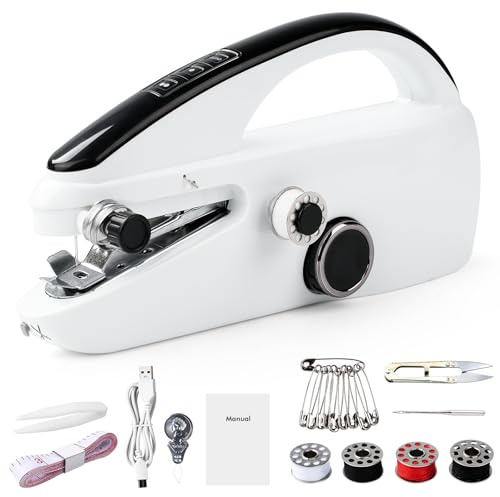 Letcart Machine à Coudre Manuelle, Mini Machine à Coudre éLectrique Portable Avec Accessoires De Couture, Facile à Utiliser Et Rapide à Coudre, Convient Pour Les VêTements, Tissus, Cutains